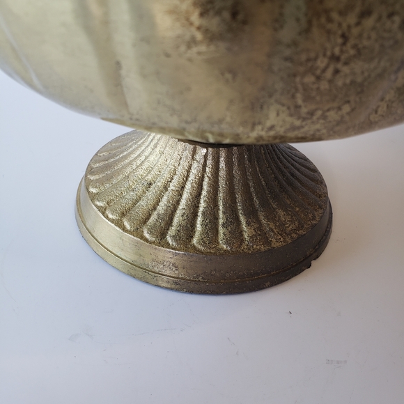 Copper Gold Distressed decorative scalloped compote holiday Afloral bowl - Picture 3 of 11